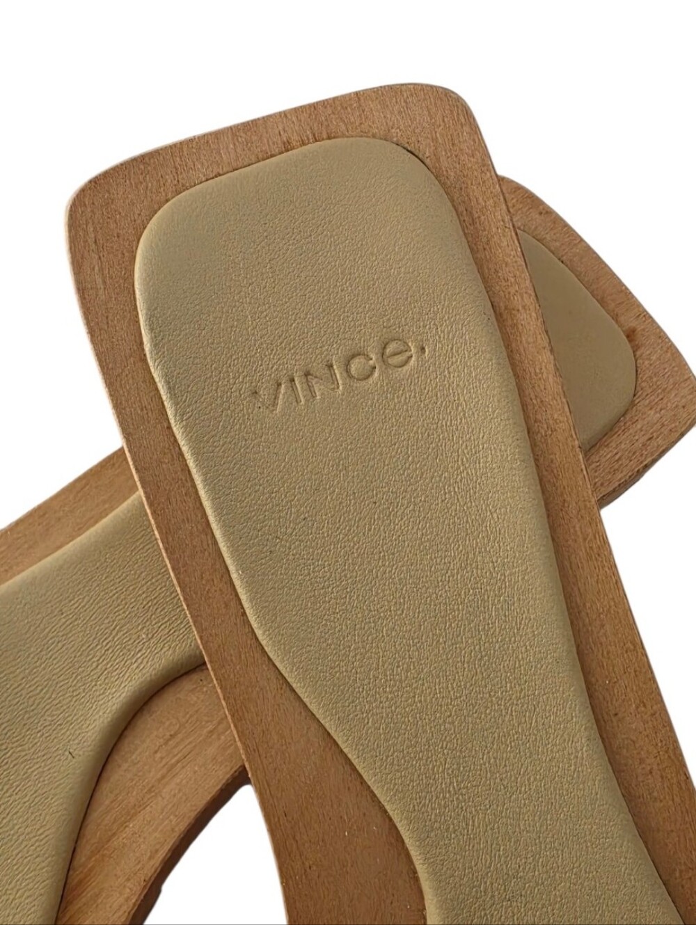 VINCE Chive Wood Slide Sandals Olive Cage Leather Size 9 M - Picture 8 of 9